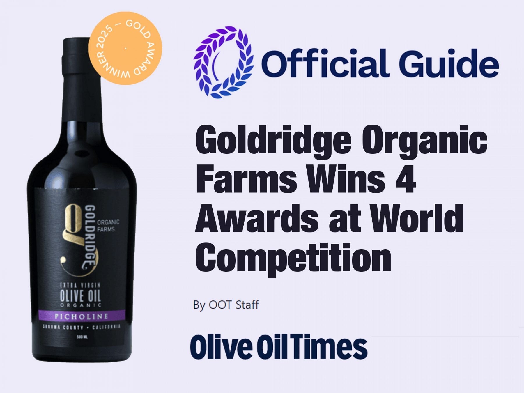 Gold Ridge Organic Farms Wins 4 Awards at World Competition