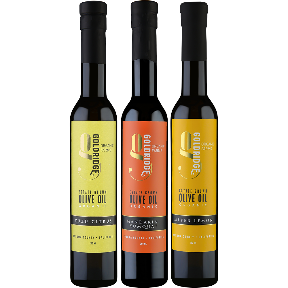 Citrus Oil Trio Gift Set - Yuzu + Mandarin Kumquat + Meyer Lemon, ORGANIC CA Olive Oil | 3 - 250 ml bottles