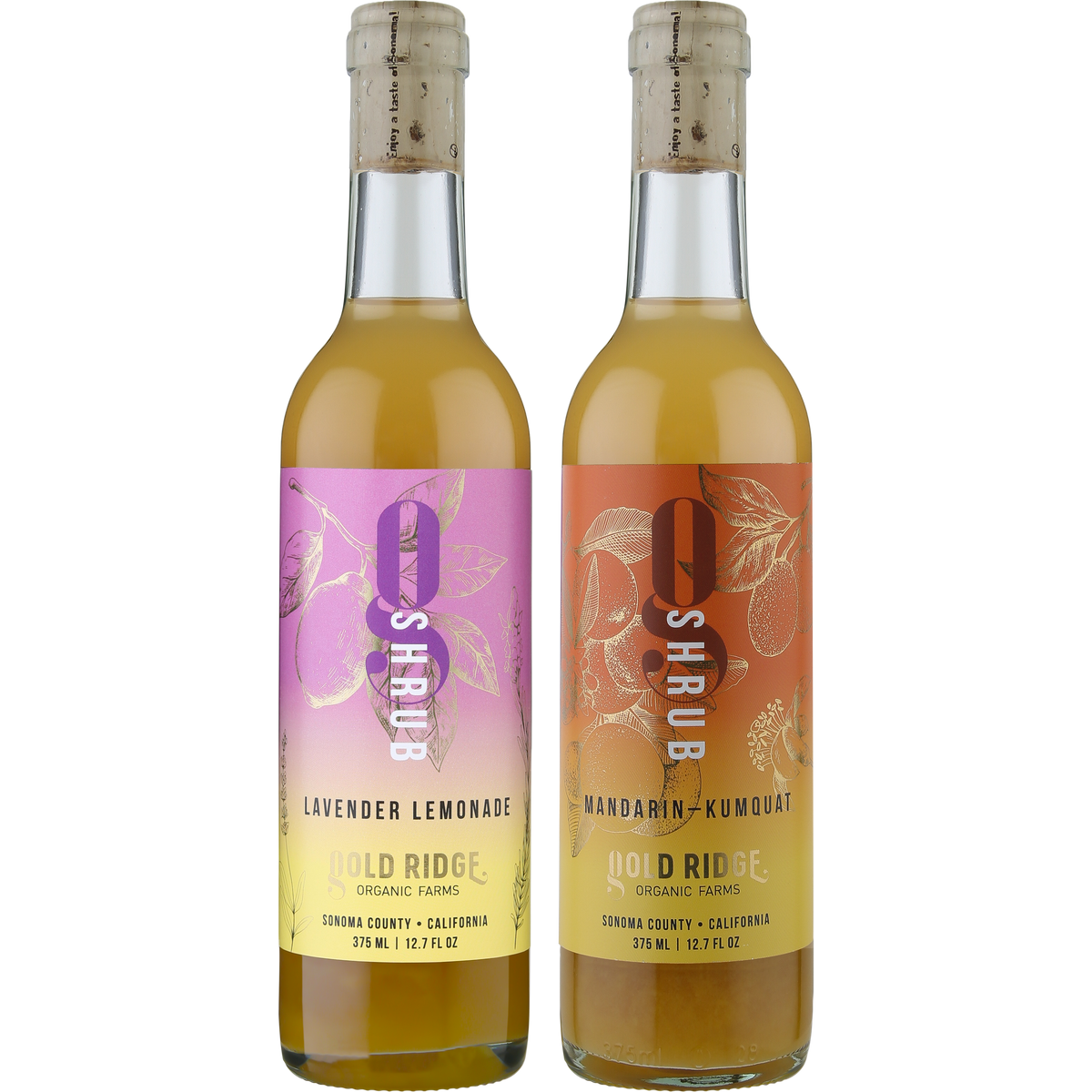 Shrub Duo | Lavender Lemonade & Mandarin-Kumquat Shrubs | 375 ml each