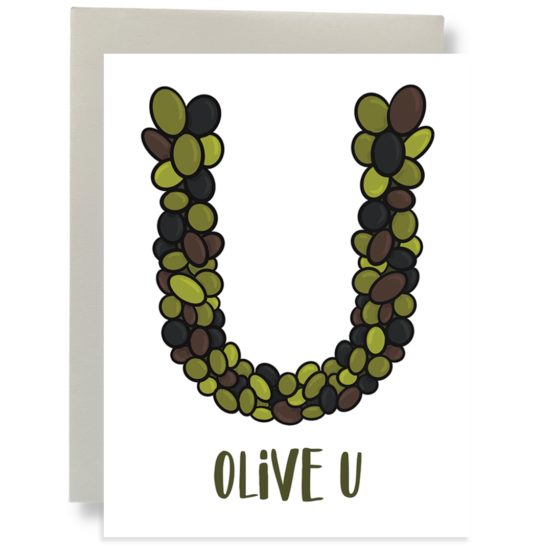 Olive U Greeting Card | Bean Horse Car Designs