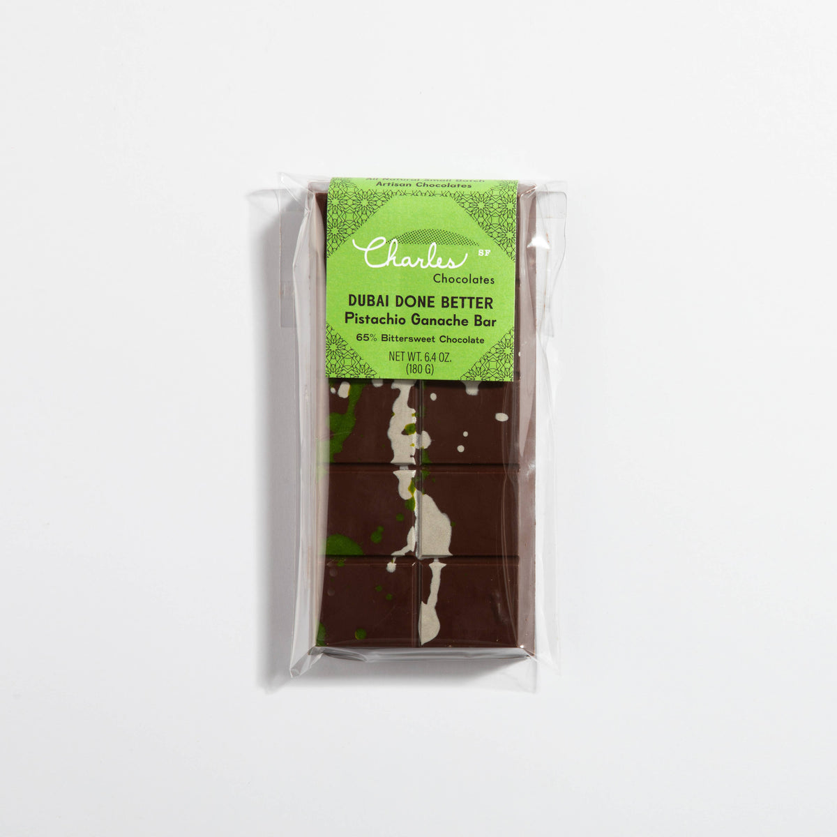 Dubai Done Better, Pistachio Bittersweet Chocolate Ganache